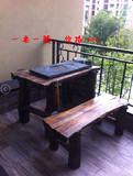特价户外园艺/实木桌椅套件/防腐木/古色古香厚重型木制碳化桌椅