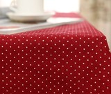 美式乡村棉麻布艺桌布餐桌布茶几布盖布台布可定做红色圆点