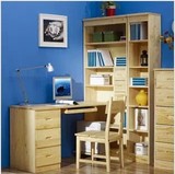 特价优惠实木书桌 松木转角电脑桌+书柜组合一体桌 学习桌写字台