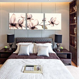 现代简约客厅装饰画卧室床头挂画三联透明花无框画走廊壁画墙画