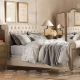 美式乡村布艺双人床欧式小户型实木床现代简约卧室婚床1.5 1.8米