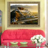 客厅背景墙装饰画布达拉宫单幅裱框挂画办公室风水画山水风景油画