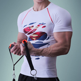 包邮超人健身服紧身衣短袖T恤器械训练运动跑步上衣弹力速干汗衫