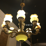 全铜西班牙云石吊灯简欧式法式餐厅卧室田园宜家灯具大气客厅吊灯