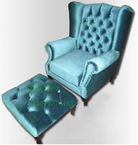 欧式布艺沙发组合沙发椅美式老虎椅单人高背沙发椅脚凳小户型A21
