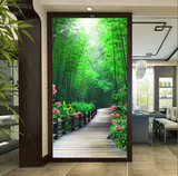 无缝大型3d立体壁画 竹林风景绿色小道 客厅玄关过道背景墙纸壁纸