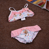 女童分体泳衣出口西班牙外贸原单品质彩色波点Jerry鼠粉色糖果款