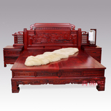 真品红木 红檀 双人大床 豪华 雕刻组合 一点八木 1.8米大床 356
