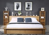 实木橡木床 日式简约实木榻榻米床1.8米双人床现代橡木储物床定制