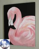 粉色火烈鸟专业纯手绘油画非打印个性小众艺术店铺挂画客厅装饰画