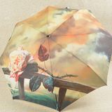 特价批发 创意个性韩国油画防紫外线折叠自动太阳伞晴雨伞包邮
