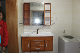 西安卫浴实橡木现代浴室柜组合吊柜陶瓷洗脸盆镜柜洗手盆100CM