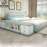 布床 布艺床双人床1.8米1.5米小户型软床 软包婚床可拆洗 榻榻米