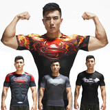 蝙蝠侠大战超人正义黎明 tT恤健身弹力紧身衣修身运动 男短袖