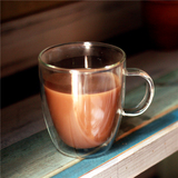 波顿星巴克玻璃杯咖啡杯茶杯 带把耐热双层花茶杯啤酒杯400ml包邮