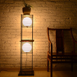 现代中式落地灯 创意客厅卧室书房沙发铁艺灯 宜家置物架落地灯