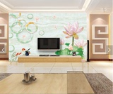 无缝整张大型壁画 3d富贵客厅沙发电视背景墙简约 欧式荷花墙布