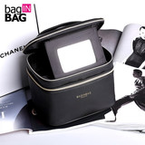 bagINBAG化妆包 韩国便携镜子PU大容量化妆箱 化妆品收纳包小方包