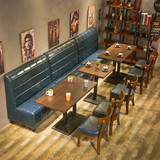 新款实木咖啡厅桌椅  奶茶甜品店西餐厅酒吧卡座沙发餐厅桌椅组合