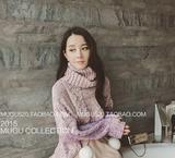 2015冬季新款韩版高领毛衣女套头短款长袖宽松显瘦加厚纯色