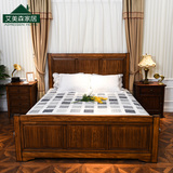 美式乡村实木双人床可储物高箱床婚床可定制包邮包安装