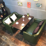 新品复古咖啡厅沙发西餐厅卡座茶餐厅奶茶店桌椅甜品店皮沙发组合
