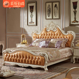 欧式实木床 法式床 简欧雕花橡木双人床 新古典储物床 气动高箱床