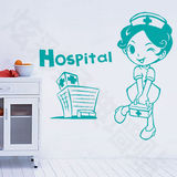 小护士站医院门诊卫生室儿童房客厅卧室墙贴卡通动漫艺术墙纸贴花