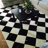 现代宜家黑白格子地毯客厅茶几卧室床边手工地毯玄关定制地毯包邮