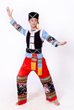 新款男士少数民族服装彝族舞蹈服装舞台服装苗族舞蹈服装演出服男