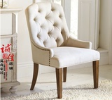 新品现代美式布艺皮艺软包单人梳妆凳餐椅休闲椅简约欧式 咖啡椅