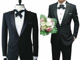 量身定制结婚男西服套装定做新郎伴郎黑白色礼服修身韩版男士西装