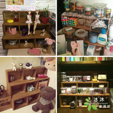 zakka杂货展示创意整理 木质化妆品收纳盒实木办公桌面储物柜复古