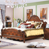 美式实木乡村床 1.8米实木婚床  仿古 雕花 欧式床1.5双人床 现货