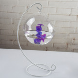悬挂式椭圆形玻璃花瓶 创意鱼缸玻璃吊球水培花器透明家居装饰