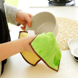 超细纤维双面吸水抹布 加厚不掉毛不沾油洗碗巾厨房洗碗布