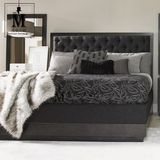 美式高档全实木黑色双人床 进口防尘面料1.8米大床婚床主卧床直销