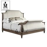 美式高档实木布艺床 欧式古典雕花精致风格家具双人床主卧床直销