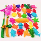 包邮钓鱼玩具套装益智儿童戏水磁性钓鱼玩具池公园家庭小猫游戏