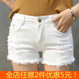 夏装新款韩版低腰白色牛仔短裤女弹力修身显瘦破洞简约热裤超短裤