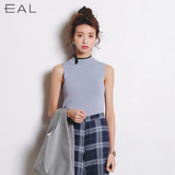 EAL新品2016夏季修身百搭上衣 气质圆领无袖打底针织衫 女士L103