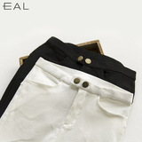 EAL新品2016春季韩版黑白色双扣薄款铅笔小脚裤外穿女士打底裤L83