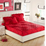 床笠全棉加厚夹棉大红床垫套罩防滑席梦思纯棉保护套单件1.8m特价