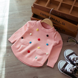 儿童装2016韩版新款毛衣女童套头针织衫宝宝婴幼儿裙式毛线球线衣