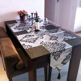 桌旗欧式西餐厅餐桌装饰布茶几桌布电视柜盖布长条形台布伛黑银色