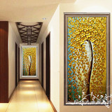 纯手工油画发财树立体装饰挂画玄关客厅走廊现代装饰手绘有框壁画