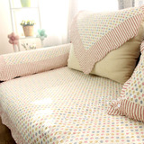复古彩点纯棉布艺防滑沙发垫 飘窗垫 韩式小清新沙发罩 床边垫子