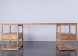新中式禅意老榆木免漆家具实木餐桌写字台书桌茶桌办公桌书法桌