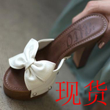 韩国代购女鞋2015夏季新款时尚可爱蝴蝶结高跟鞋防水台粗跟凉拖鞋