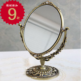 现货！韩国进口 复古装饰 梳妆台台式双面化妆镜子铜色欧式化妆镜